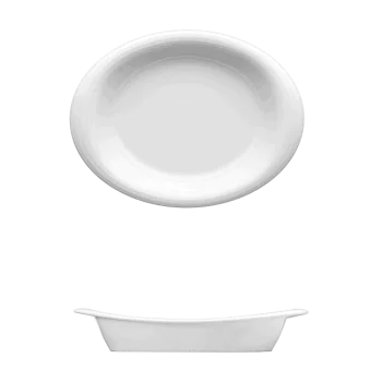 Fine White Porcelain Oval Dish - Duo Collection - 10 1/4" x 7 7/8" ( 26 x 21cm ) - set of 4