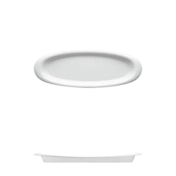Fine White Porcelain Oval Platter - Duo Collection - 19 1/2" x 7" ( 49 x 18cm )
