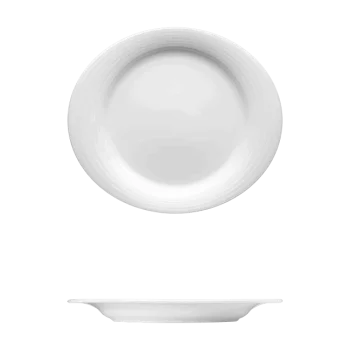 Fine White Porcelain Oval Plate - Duo Collection - 12 1/8" x 10 5/8" ( 31 x 27cm ) - set of 12