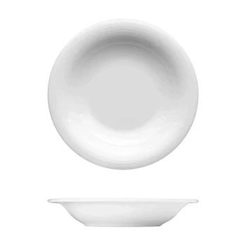Fine White Porcelain Round Deep Plate - Duo Collection - 8 1/2" ( 22cm ) - set of 12