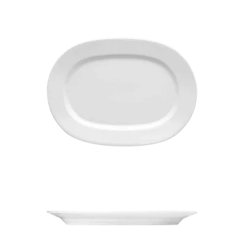 Fine White Porcelain Racetrack Oval - Synergy Collection - 7" x 4 1/4" ( 18 x 11cm ) - set of 24