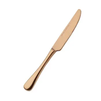 Bon Chef Como Dinner Knife - 9 - 1/8" - Solid Handle - Rose Gold - Set of 12