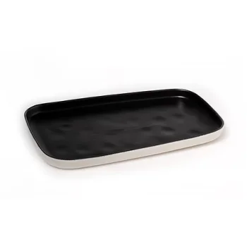 Elegant Midnight Platter - Handcrafted Stoneware - 35 x 22.6 x 24 cm - Set of 6