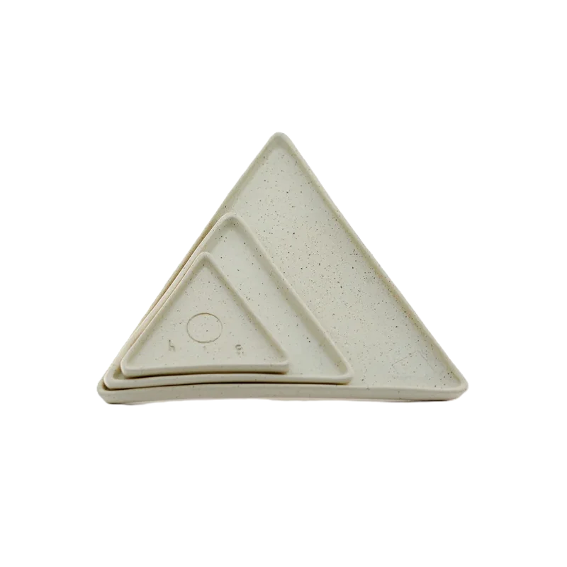 Handcrafted Elegant Small Triangle Ceramic Plate - 12.5 cm sides - 1 cm height - Case of 12 Handcrafted Elegant Small Triangle Ceramic Plate - 12.5 cm sides - 1 cm height - Case of 12