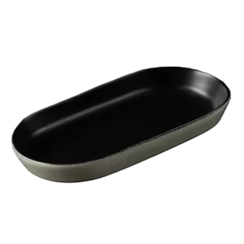 Elegant Midnight Platter - Handcrafted Stoneware - 250 x 132 x 38 cm - Set of 6