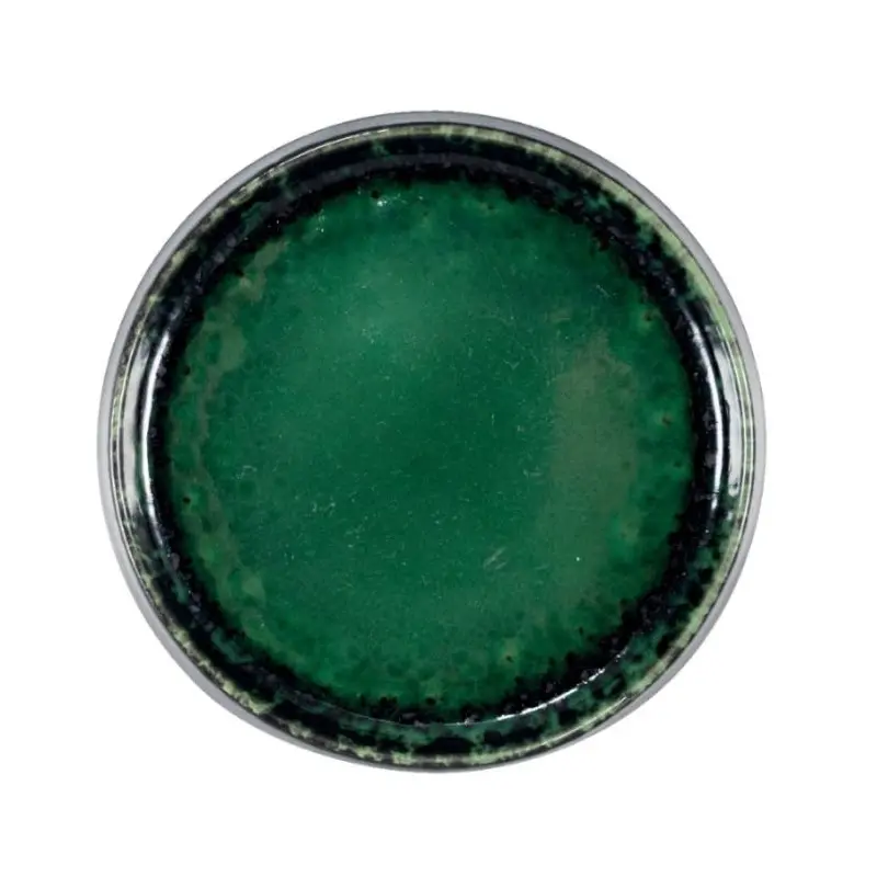 Deimos Collection Black And Reactive Green Bread Plate - Stoneware - set of 6 - Dia: 14.5 - int Dia: 13.5 - h 2.5 cm Deimos Collection Black And Reactive Green Bread Plate - Stoneware - set of 6 - Dia: 14.5 - int Dia: 13.5 - h 2.5 cm