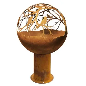 Atlantis Collection Fire Pit With High Stand Birds Design - Corten Steel - Dia: 50 h 80 cm