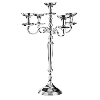 Stylos Collection Platinum Finish 5 Arms Candle Holder - Aluminium - Dia: 20 h 69 cm