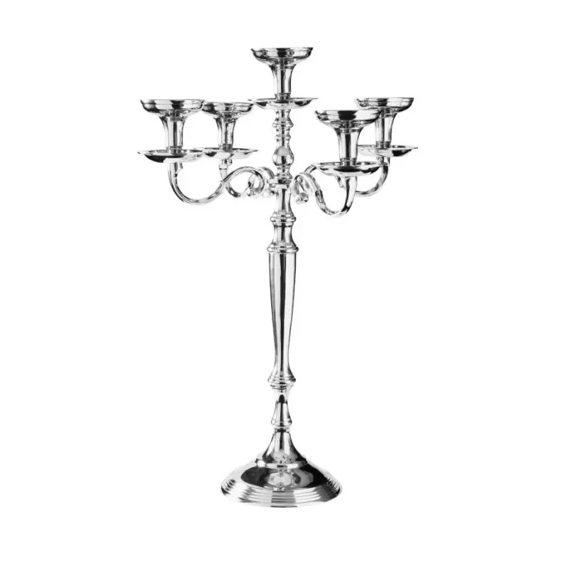Stylos Collection Platinum Finish 5 Arms Candle Holder - Aluminium - Dia: 20 h 69 cm Stylos Collection Platinum Finish 5 Arms Candle Holder - Aluminium - Dia: 20 h 69 cm
