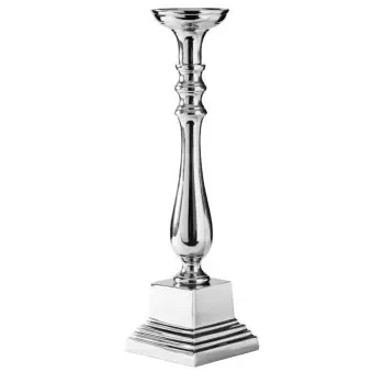 Stylos Collection Platinum Finish 1 Arm Candle Holder - Aluminium - 12.5 x 12.5 h 38.5 cm