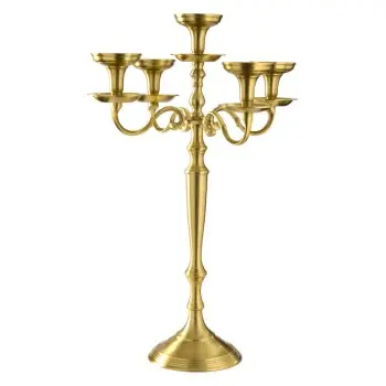 Stylos Collection Gold Finish 5 Arms Candle Holder - Aluminium - Dia: 20 h 69 cm