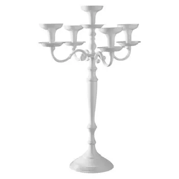 Stylos Collection White 5 Arms Candle Holder - Aluminium - Dia: 20 h 69 cm