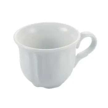 Aglos Collection White Coffee Cup With Saucer - Bone China - set of 6 - saucer: Dia: 13 cm, cup: 10 cl - 9.5 x 7 h 6.5 c