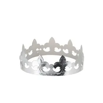 Galette des Rois King's Cake Crowns - Fleur de Lys Silver - Pack of 100