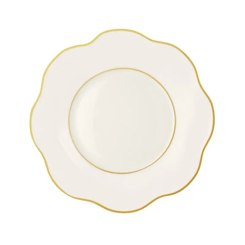 Anemone Collection Dinner Plate With Gold Rims - Bone China - set of 6 - Dia: 26.5 cm