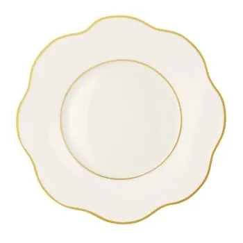 Anemone Collection Dessert Plate With Gold Rims - Bone China - set of 6 - Dia: 20.5 cm