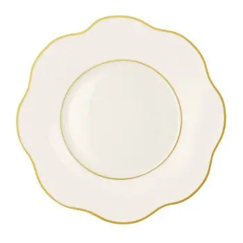 Anemone Collection Bread Plate With Gold Rims - Bone China - set of 6 - Dia: 15 cm
