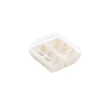 Transparent Rounded Macaron Box with White Base - 90 pcs - 100 mm x 94 mm x h 53 mm