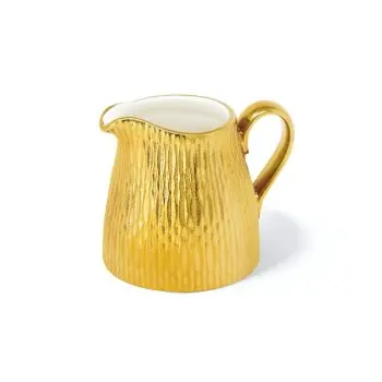 Deras Collection Gold Finish Milk Jug - Porcelain - set of 6 - 6.5 x 8.5 h 7 cm - 12cl