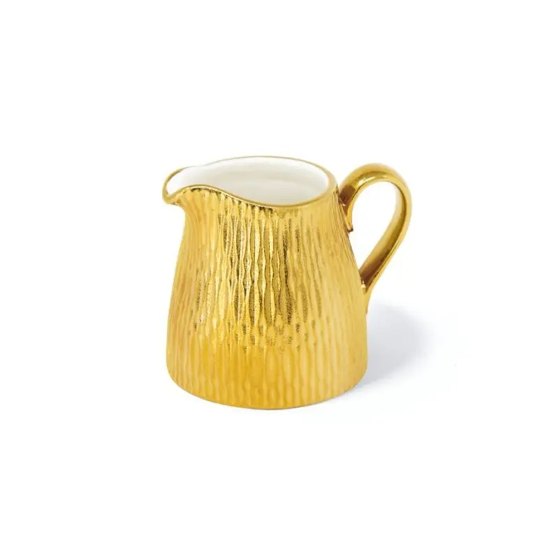 Deras Collection Gold Finish Milk Jug - Porcelain - set of 6 - 6.5 x 8.5 h 7 cm - 12cl Deras Collection Gold Finish Milk Jug - Porcelain - set of 6 - 6.5 x 8.5 h 7 cm - 12cl