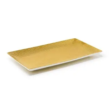 Deras Collection Gold Finish Rectangular Tray - Porcelain - set of 2 - 34 x 19.5 h 3 cm
