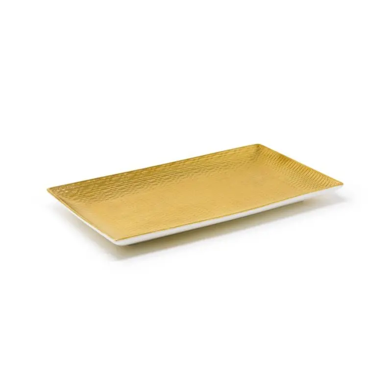 Deras Collection Gold Finish Rectangular Tray - Porcelain - set of 2 - 34 x 19.5 h 3 cm Deras Collection Gold Finish Rectangular Tray - Porcelain - set of 2 - 34 x 19.5 h 3 cm