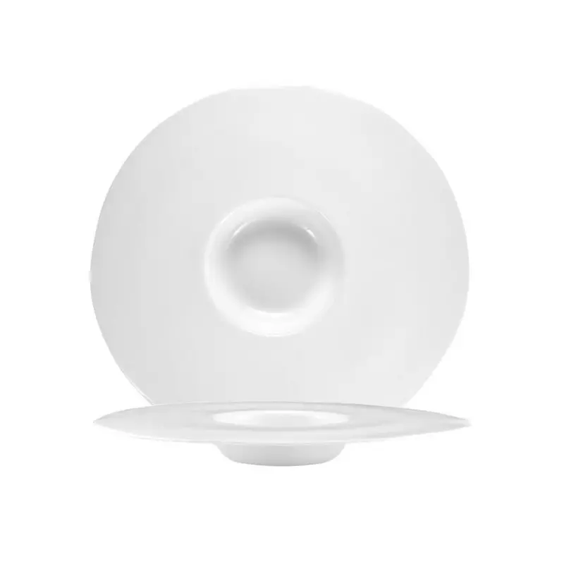 Aphros Collection Shiny And Matte White Pasta Bowl - New Bone China - set of 4 - Dia: 32 - int Dia: 11 - h 3.5 cm
