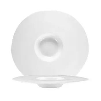 Aphros Collection Shiny And Matte White Pasta Bowl - New Bone China - set of 6 - Dia: 19 cm - int Dia: 7 - h 3.5 cm