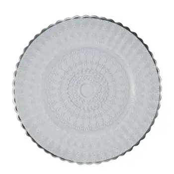 Barokos Collection Bread Plate Barocco Design With Platinum Colour Edge - Glass - set of 6 - Dia: 16 h 1.5 cm