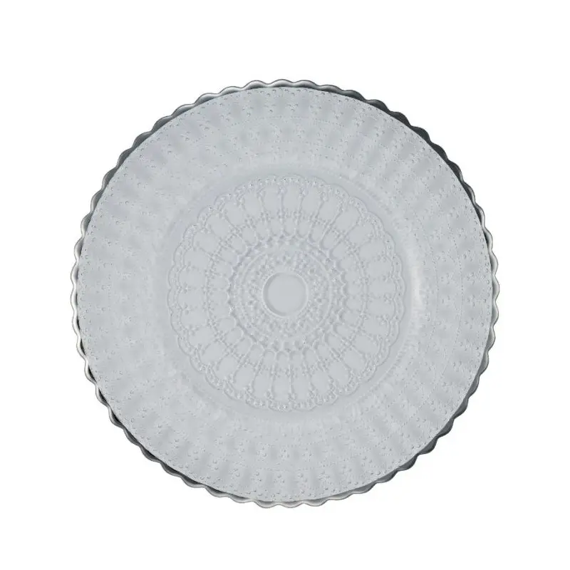Barokos Collection Bread Plate Barocco Design With Platinum Colour Edge - Glass - set of 6 - Dia: 16 h 1.5 cm