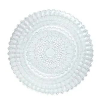 Barokos Collection Charger Plate Barocco Design Transparent - Glass - set of 6 - Dia: 33 h 1.5 cm