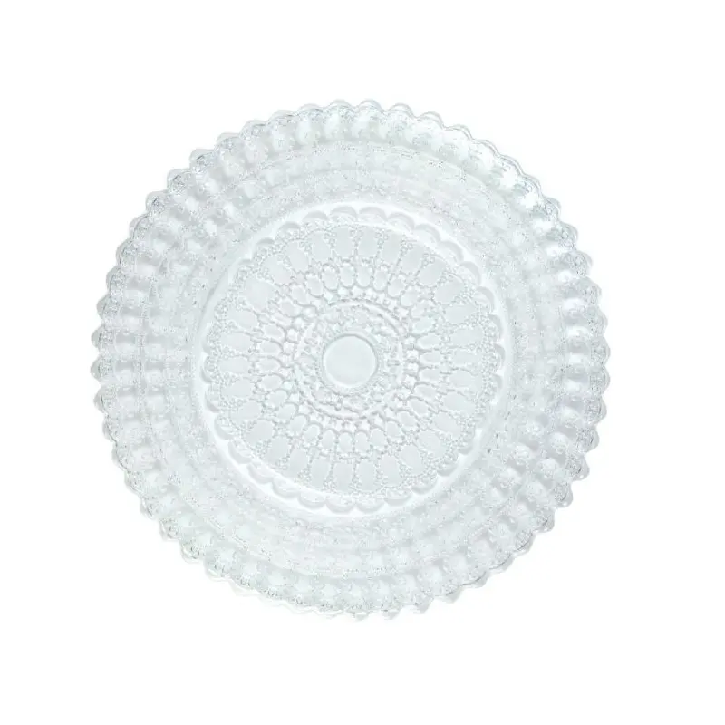 Barokos Collection Charger Plate Barocco Design Transparent - Glass - set of 6 - Dia: 33 h 1.5 cm