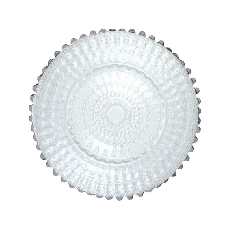 Helios Collection Charger Plate With Platinum Rim Barocco Design - Glass - set of 6 - Dia: 32.5 cm
