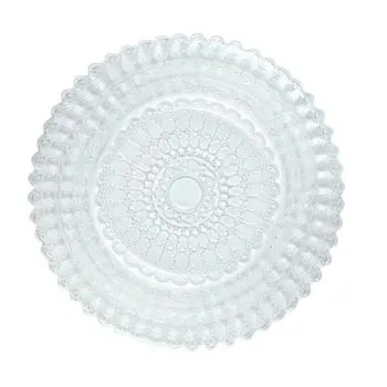 Helios Collection Transparent Barocco Design Dessert Plate - Glass - set of 6 - Dia: 21.5 cm