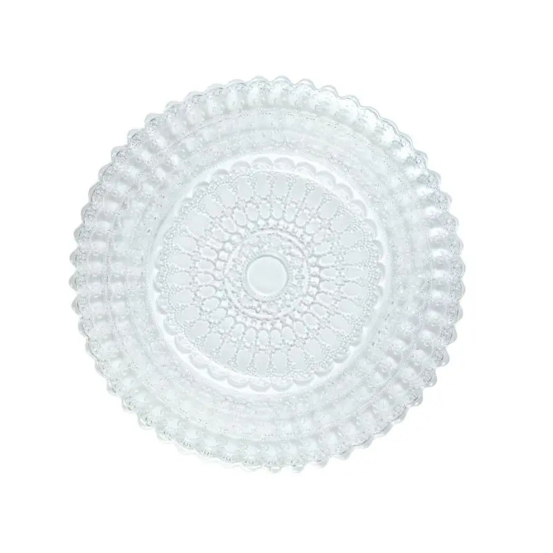 Helios Collection Transparent Barocco Design Dessert Plate - Glass - set of 6 - Dia: 21.5 cm