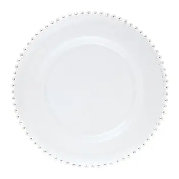 Helios Collection Transparent Beaded Dinner Plate - Glass - set of 6 - Dia: 27 cm