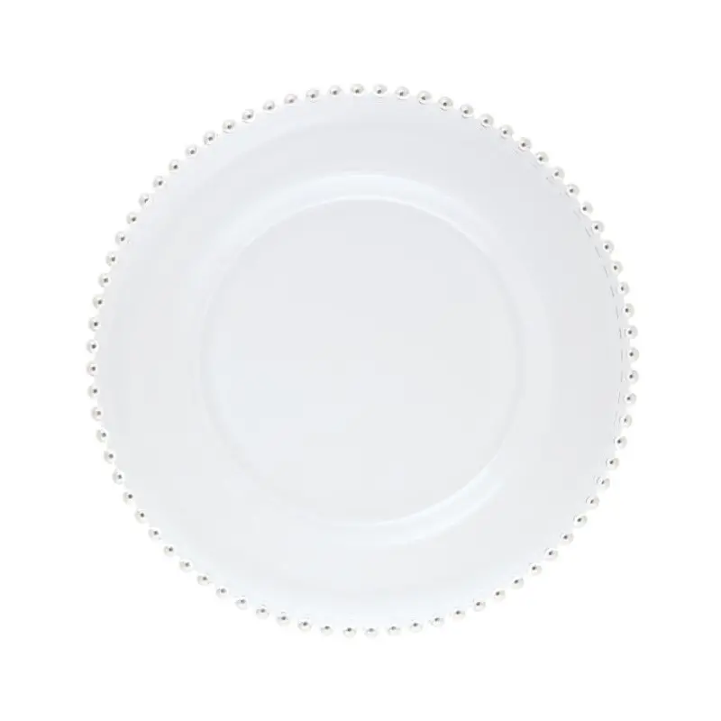 Helios Collection Transparent Beaded Dinner Plate - Glass - set of 6 - Dia: 27 cm