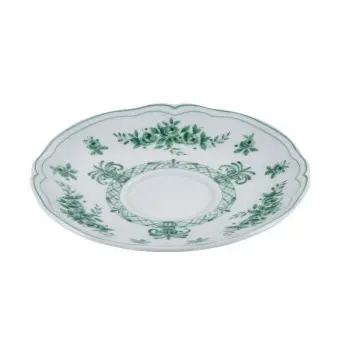 Anthiros Collection White And Green Tea Cup Saucer - Porcelain - set of 6 - Dia: 15 h 2 cm