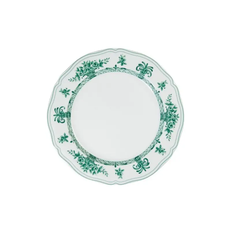 Anthiros Collection White And Green Dinner Plate - Porcelain - set of 6 - Dia: 26.5 cm