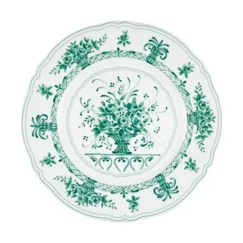 Anthiros Collection White And Green Charger Plate - Porcelain - set of 6 - Dia: 32 cm