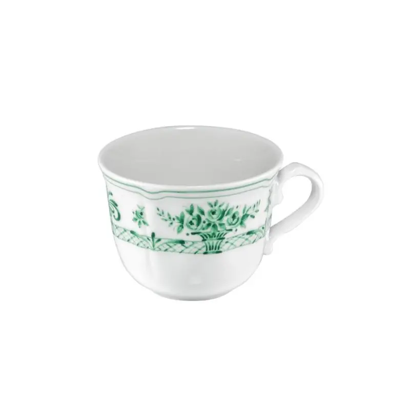 Anthiros Collection White And Green Coffee Cup - Porcelain - set of 6 - 10 cl - 8.5 x 7 h 5 cm Anthiros Collection White And Green Coffee Cup - Porcelain - set of 6 - 10 cl - 8.5 x 7 h 5 cm