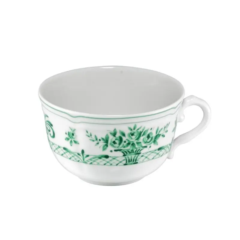 Anthiros Collection White And Green Tea Cup - Porcelain - set of 6 - 20 cl - 11 x 9 h 5.5 cm