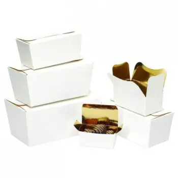 Premium Matte Ballotin White Gold Inside Cardboard Boxes N°2 - 110 mm x 60 mm x 58 mm - 250 gr - Pack of 50