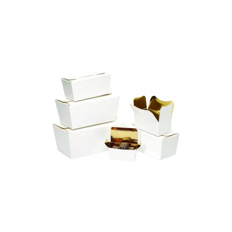 Premium Matte Ballotin White Gold Inside Cardboard Boxes N°2 - 110 mm x 60 mm x 58 mm - 250 gr - Pack of 50