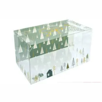 Elegant Clear Green Sapin Plastic Yule Log Cake Boxes 25x 11 x 11cm - Pack of 25