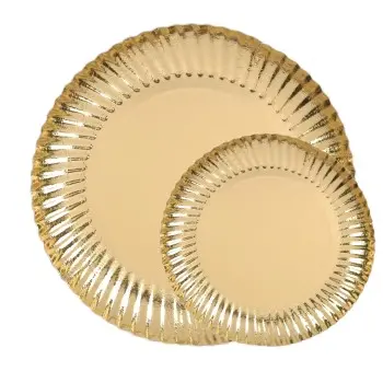 Gold Swirled Cardboard Plates - Metallic Effect Ø 160 ins. Ø 174 Out. - Pack of 50