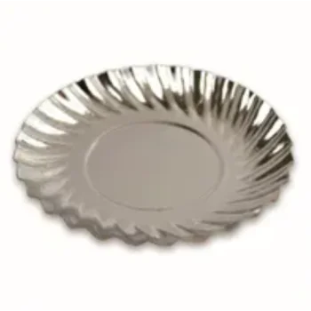 Silver Swirled Cardboard Plates - Metallic Effect Ø 80 ins. Ø 97 Out. - Pack of 100