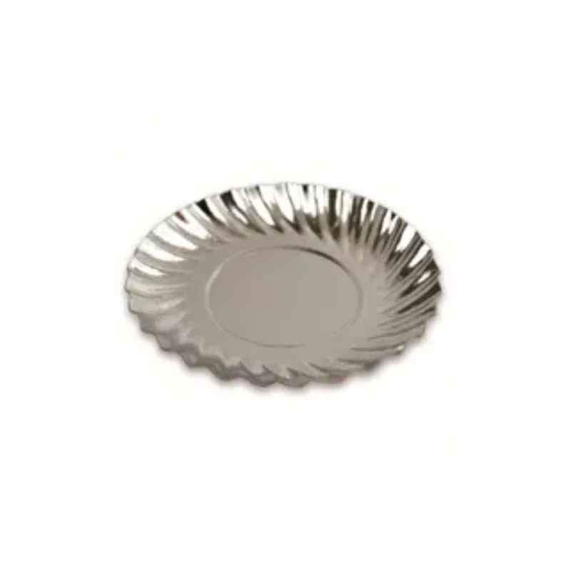 Silver Swirled Cardboard Plates - Metallic Effect Ø 80 ins. Ø 97 Out. - Pack of 100