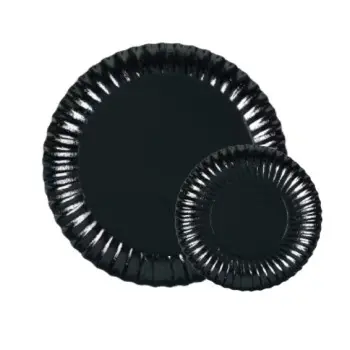 Black Swirled Cardboard Plates Ø 240 ins. Ø 257 Out. - Pack of 50
