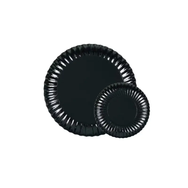 Black Swirled Cardboard Plates Ø 240 ins. Ø 257 Out. - Pack of 50